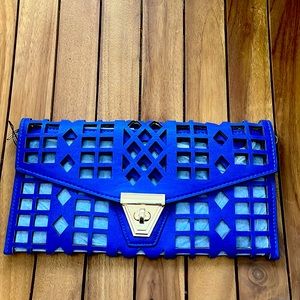 MMS blue clutch bag with strap
